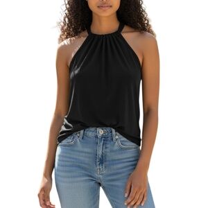 Guess Y2k Black Halter Tie Tank Top Size Large